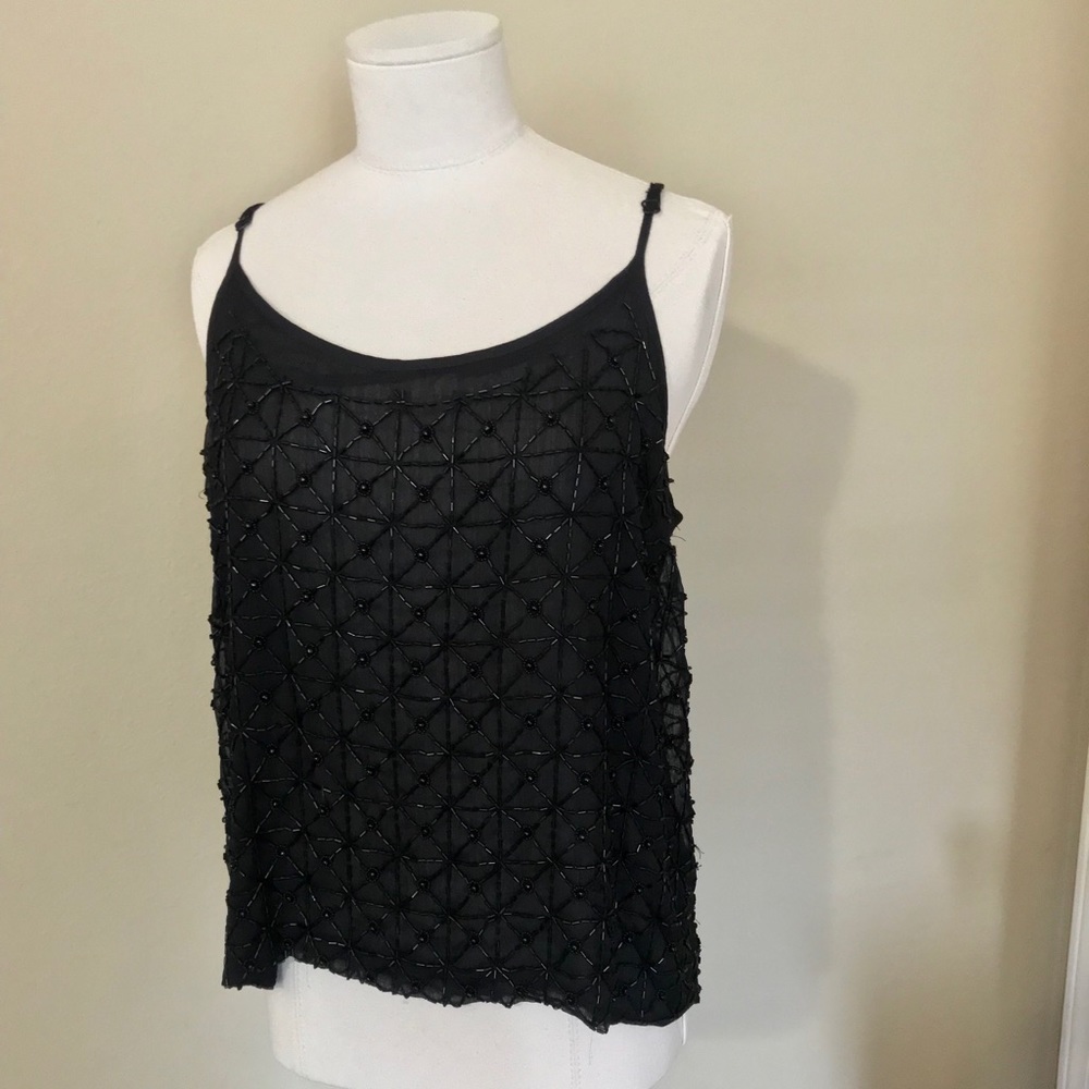 Forever 21 Large Beaded Tank NWT Black